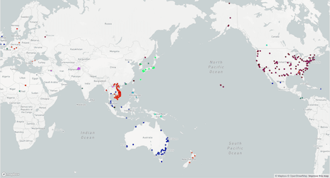 image of the map with Show cities as the only layer selected